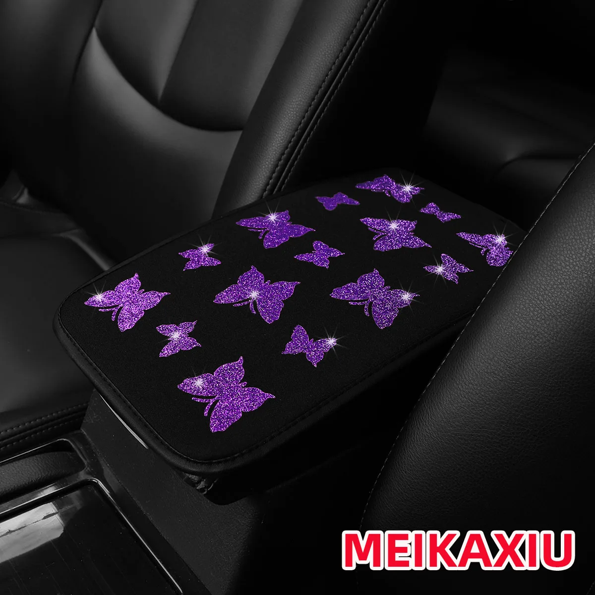 1 piękny motyl brokat Blingbling tkanina wodoodporna podkładka pod podłokietnik samochodowy 12,6 "X7,5" akcesoria samochodowe dla kobiet — zdjęcie 7