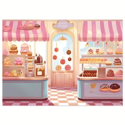 Candy shop Background Candy Princess Dessert Banner Shop Woman's birthday photo party Banner Party Donut ice cream