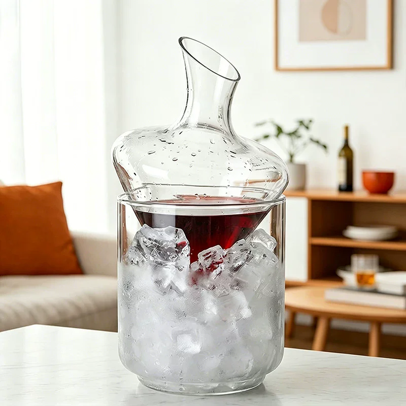 

1000ml Bucket Decanter Oblique Mouth Pyramid Waterfal Crystal Glass Wine Whiskey Bottl Containers Cup Set Cabinet Decor