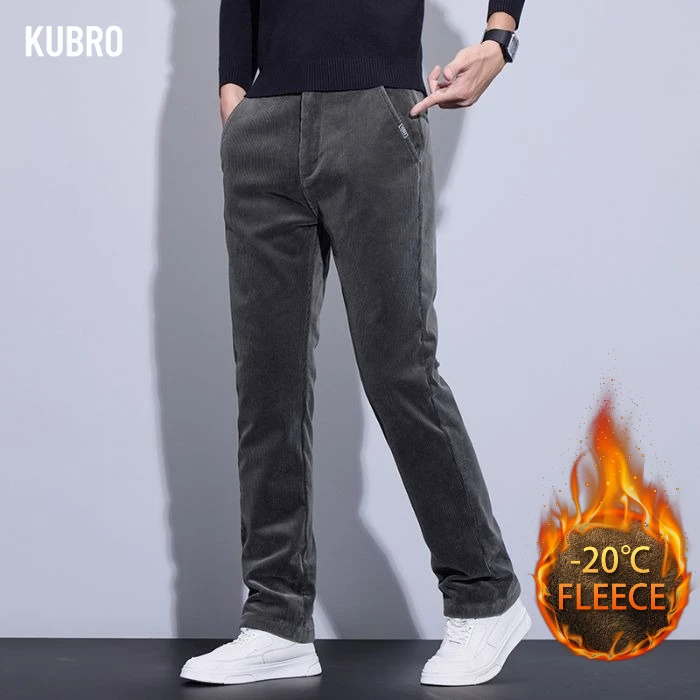 

Men's Winter Corduroy and Fleece Autumn and Winter Slimming Straight Men's Corduroy Casual Pants for Men Trendy Fleece Plush