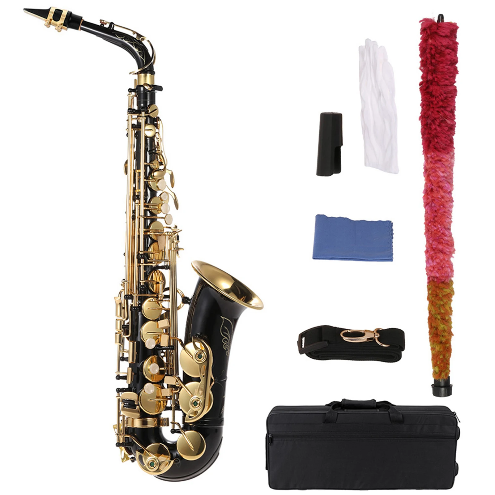 

Eb Alto Saxophone Brass Lacquered Gold E Flat Sax 82Z Key Type Woodwind Instrument with Cleaning Brush Padded Case