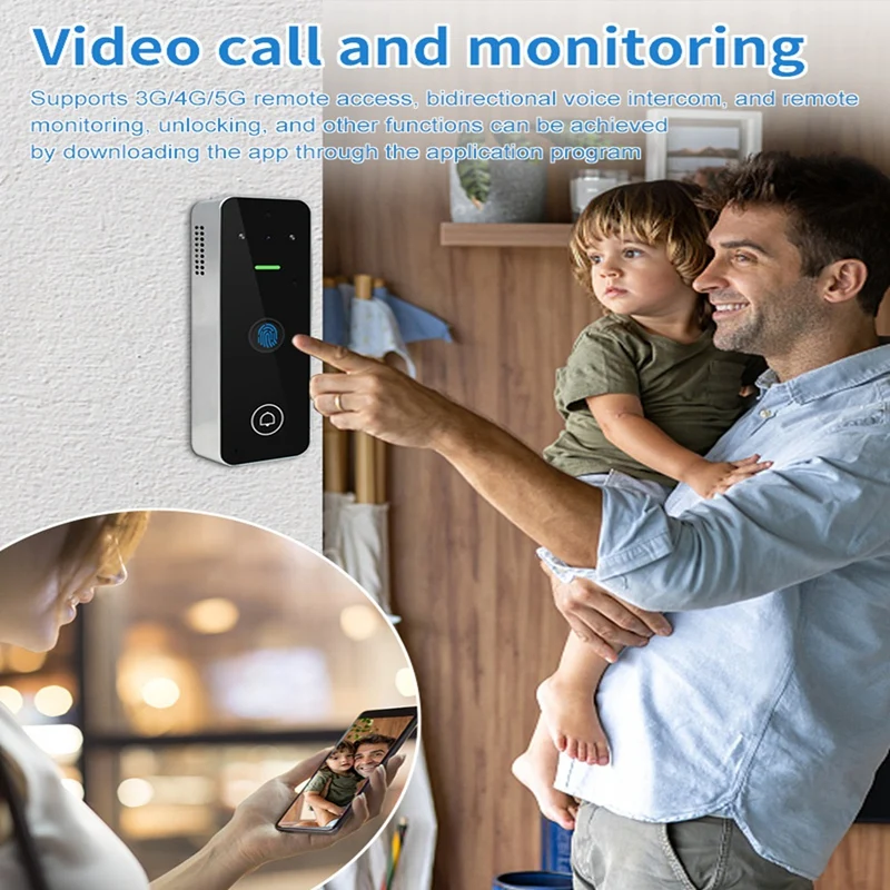 Videocitofono Controllo accessi Tastiera Campanello visivo Tuya Smart Wifi RFID Citofono con impronte digitali a cifre per esterni
