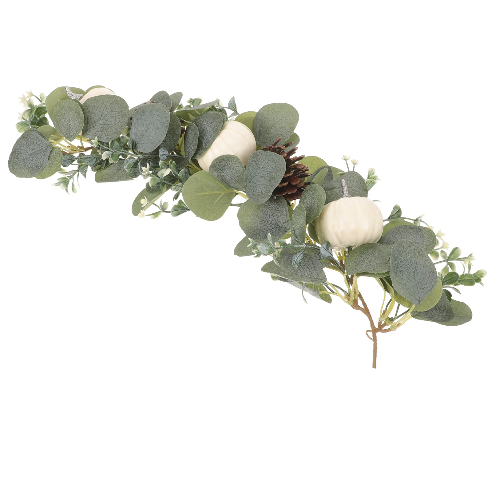 

1pc White Pumpkin Hanging Decoration Eucalyptus Leaves Wall Pendant Halloween Accessory Wreath Ornament Bright Colors Exquisite