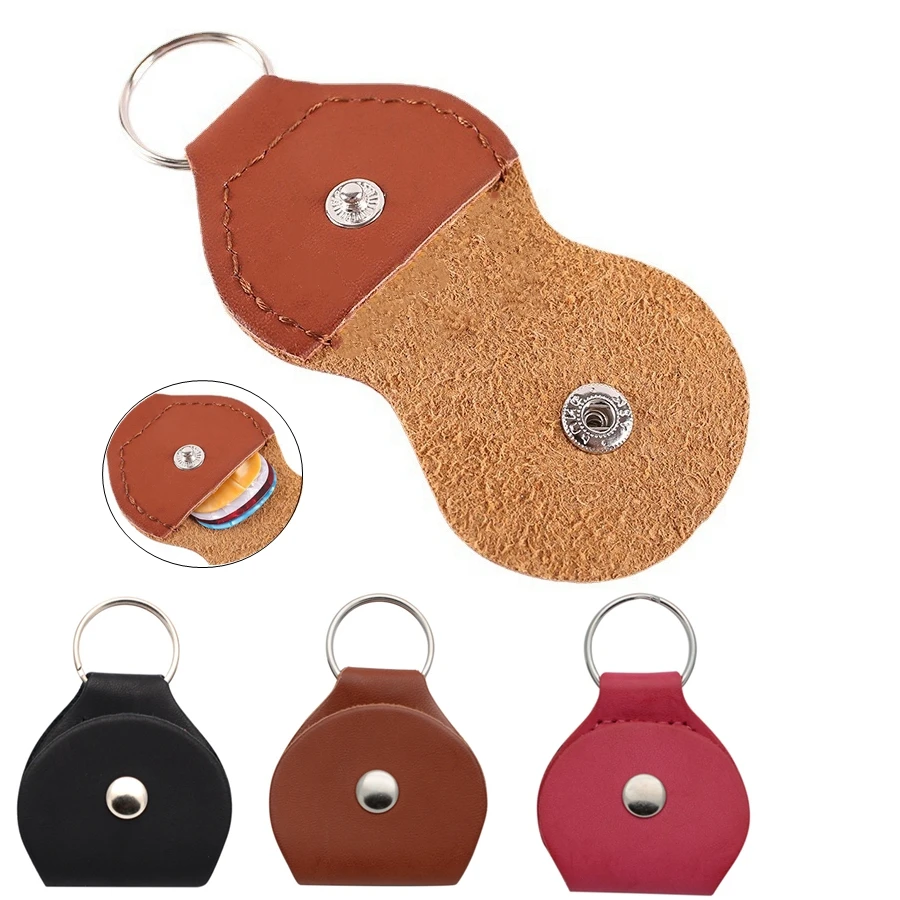 PU Leather Guitar Picks Holder Case Keychain Plectrum Bag Guitar Plectrum Holder Guitarra Parts Accessories