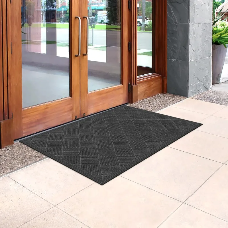 

NEW Crosshatch Polyester and Rubber Backed Doormat, 3' x 5', Onyx
