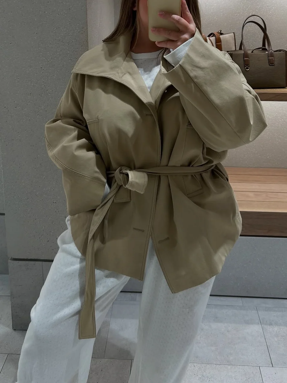 المرأة شارع العليا معطف قصير جيب التلبيب التعادل واحدة الصدر المرأة الخريف أزياء طويلة الأكمام سترة السراويل مجموعة