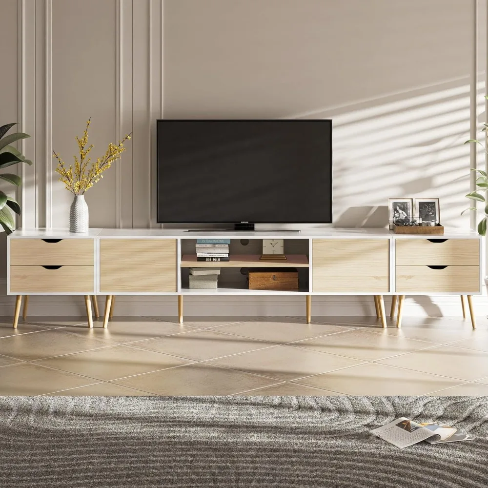 TV Stand for TVs up to 100 Inch, Entertainment Center for 85 95 100 inch TV Console Table with 2 Storage Cabinets and 4 Drawers