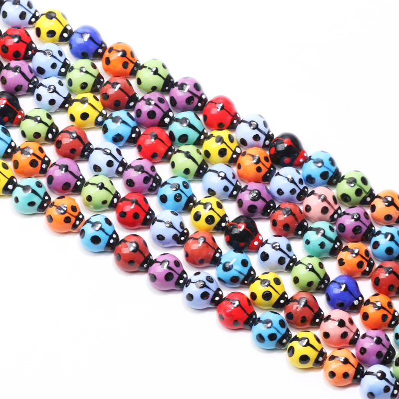 10 stücke Bunte Keramik Marienkäfer Perlen Cartoon Lose Spacer Perlen Für Schmuck Machen DIY Armband Halskette Zubehör Handwerk