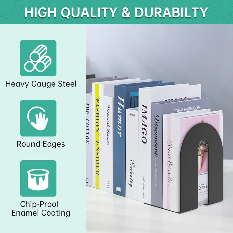 Heavy Duty 10 boekensteunen 1 paar zwarte boekensteunstopper voor zware boeken Ideaal voor kantoor- en thuisboekenplanken Perfect om vast te houden B