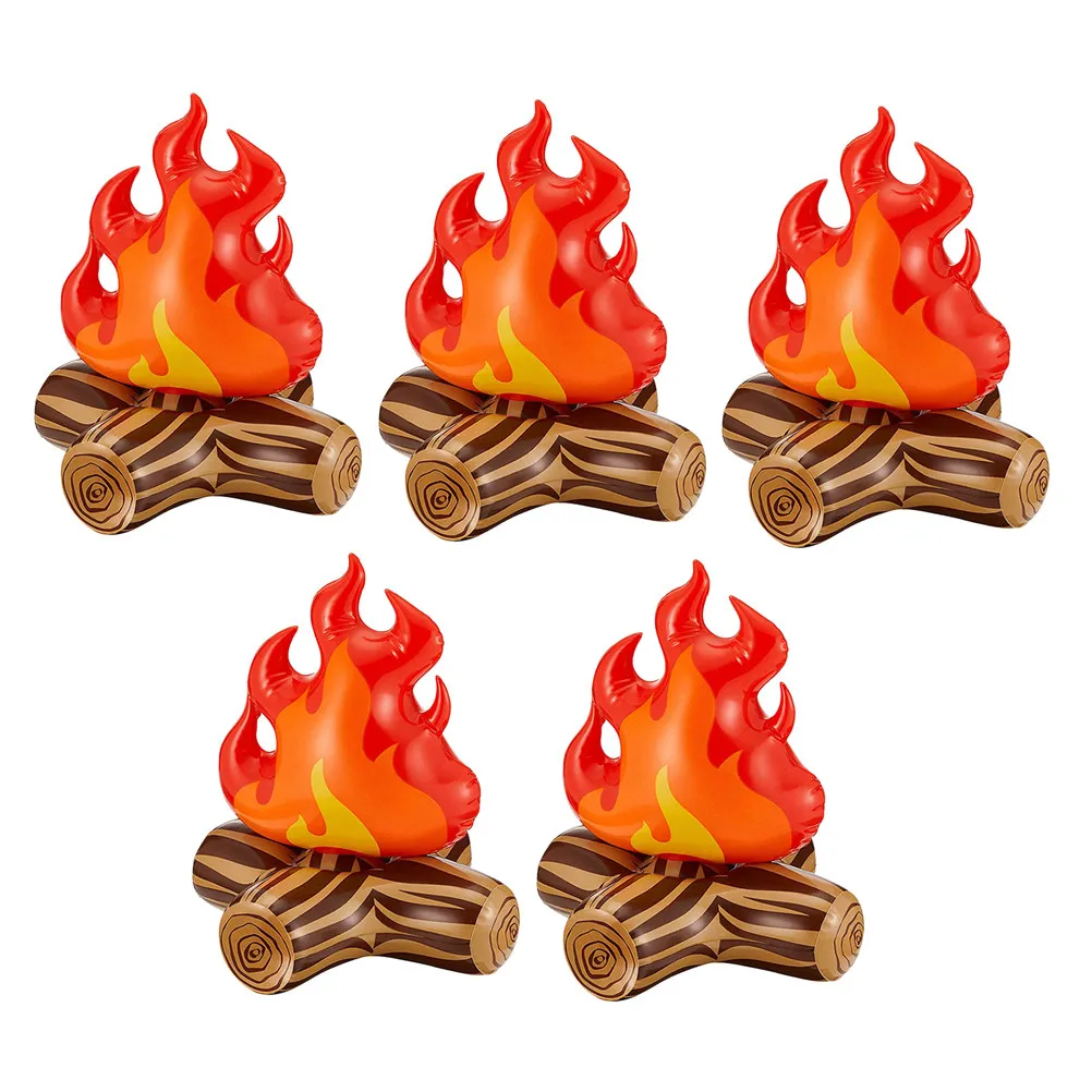 5Pcs Inflatable Fake Campfire Decoration Realistic Artificial Flames Portable Indoor Outdoor Camping Party Bonfire Prop