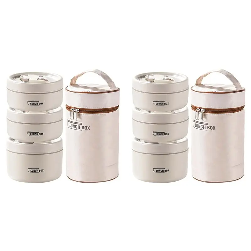 

AB46-2X Portable Insulated Lunch Box Set Insulated Lunch Box 3 Separate Stackable Lunch Boxes Portable Insulated Bucket