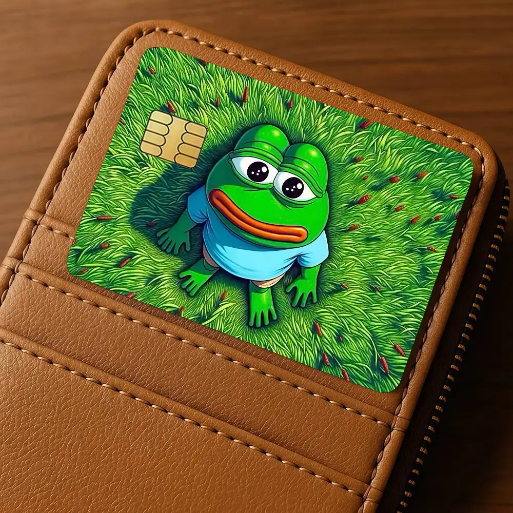 Cartoon P-Pepe F-Frog Sad Credit Skin Cover Card Stickers 4PCS Film Bus Pass Front Decoration Bank Debit Waterproof