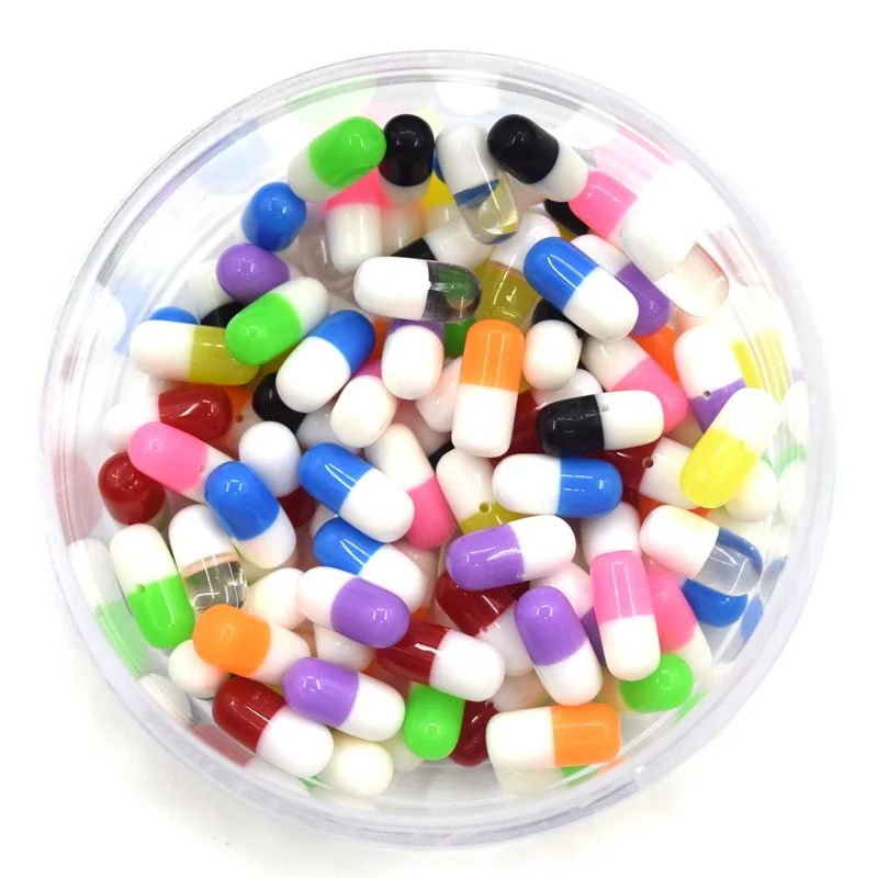 50PCS/100PCS 12x5.5mm Multi color Pill Resin Beads with Half Holes for DIY Earring Jewelry Production