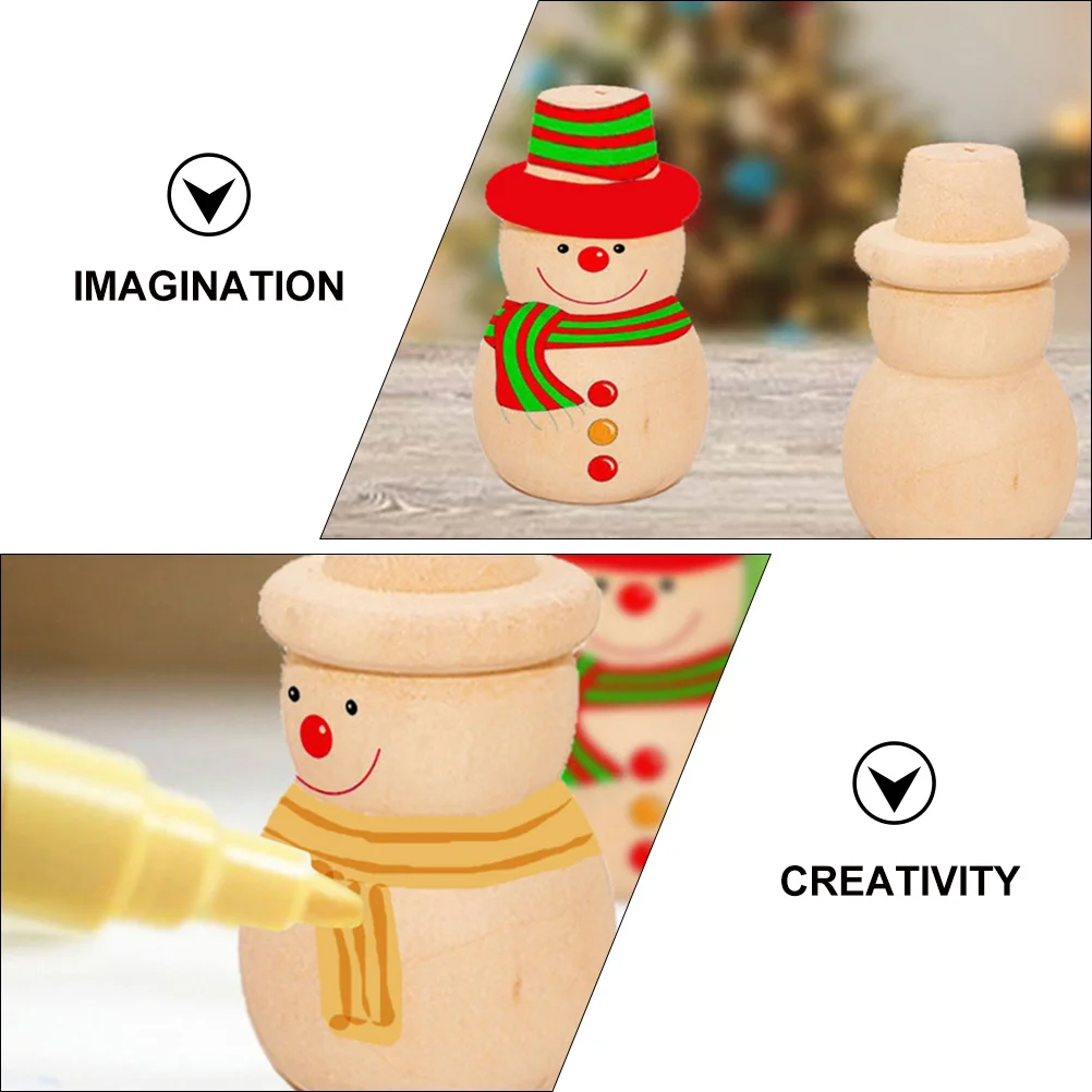 

20Pcs Wood Xmas Tree Snowman Decorations DIY Puppets Painting Kit Christmas Ornaments Handmade Crafts for Imaginative Family