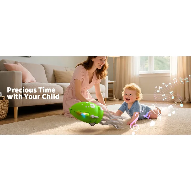 

BEDW-Interactive Dancing Octopus LED Light-Up Music Crawling Squid With Smart Obstacle Avoidance, Tummy Time Baby