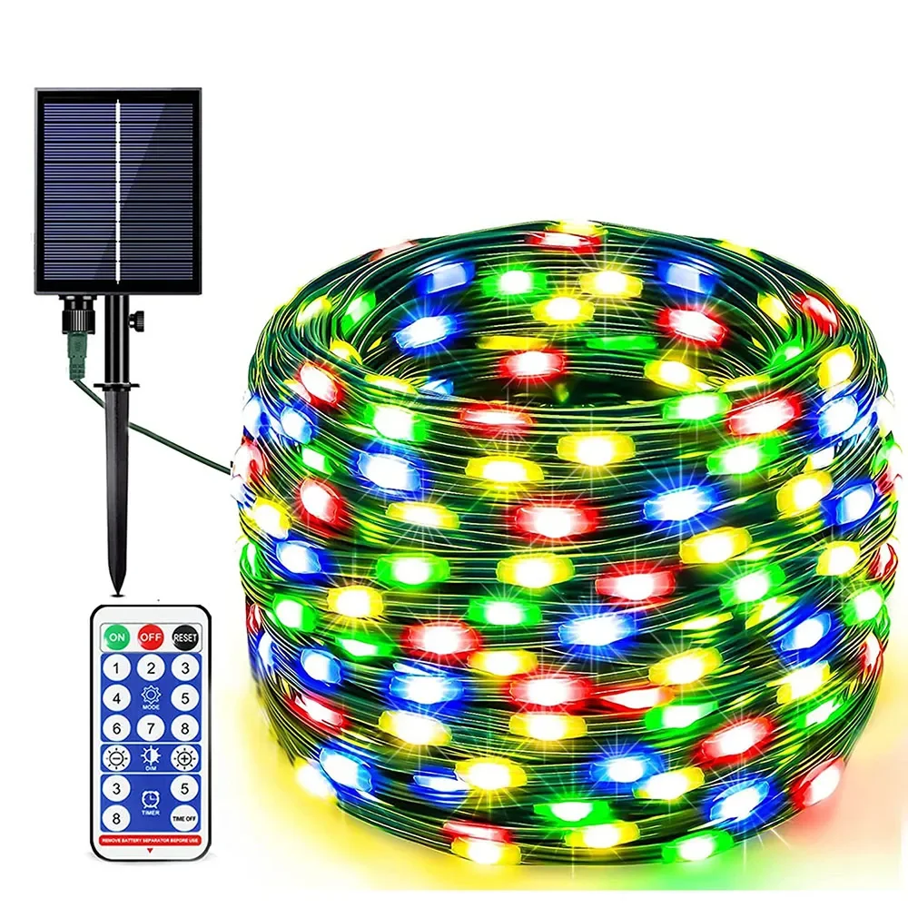 

Solar Fairy Christmas String Light Outdoor With Remote Waterproof PVC Wire Solar Tube Rope Light for Patio Backyard Tree Decor