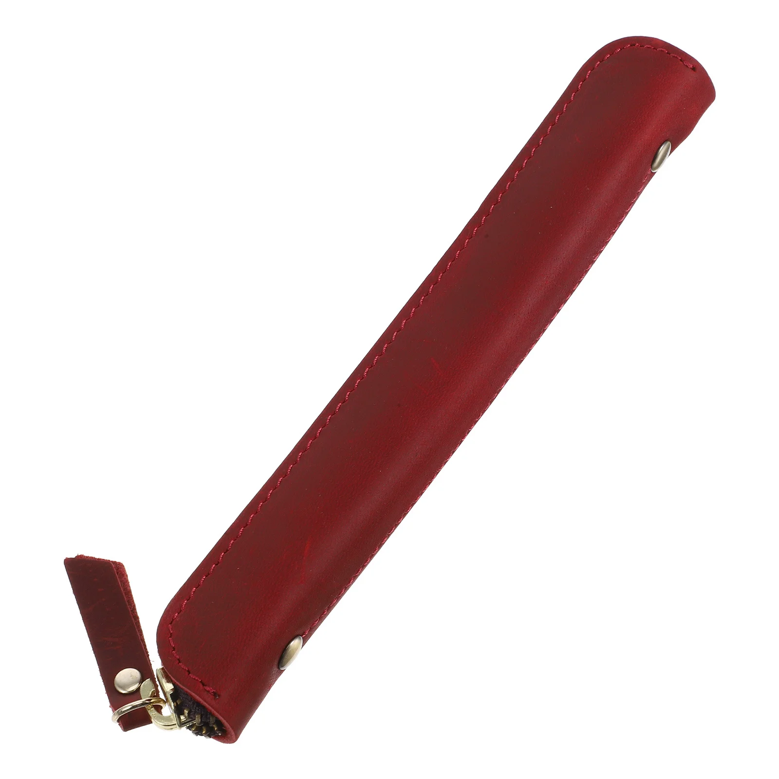 

Wine Red Pen Holder Pouch Zipper Pencil Bag for Fountain Ballpoint Pen Daily Use Pencil Bag