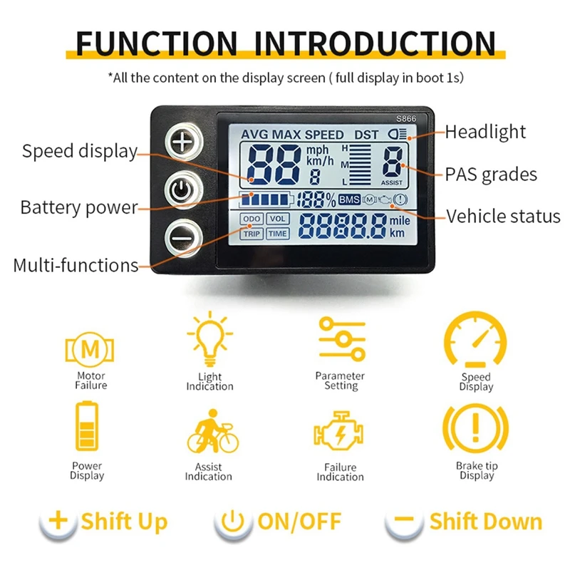 Waterproof LCD Display Panel Dashboard Electric Bicycle Controller Electric Bicycle Electric Bicycle Accessories