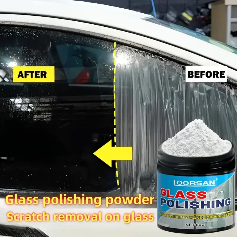 Glass polishing powder, specially designed to repair scratches,enhance clarity,is ideal for vehicle windows,household glass