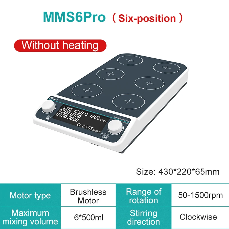 Multiple Magnetic Stirrer Hot Plate Digital Display Laboratory Stirrer Magnetic Mixer Heating Four-station Six-Position