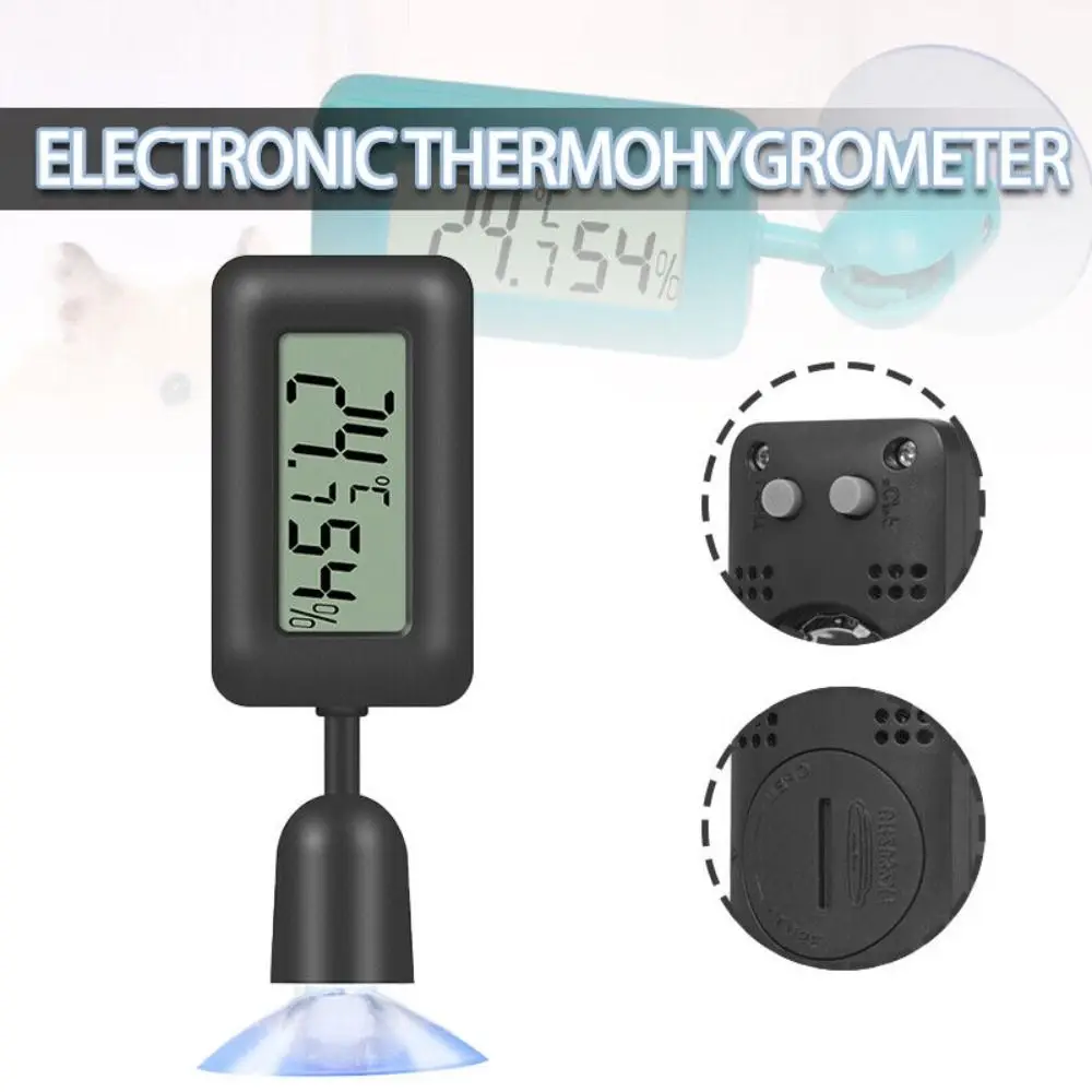 Noctilucent Digital Reptile Thermometer ABS with Suction Cup Reptile Thermometer Hygrometer Digital Gauge 360° Rotatable