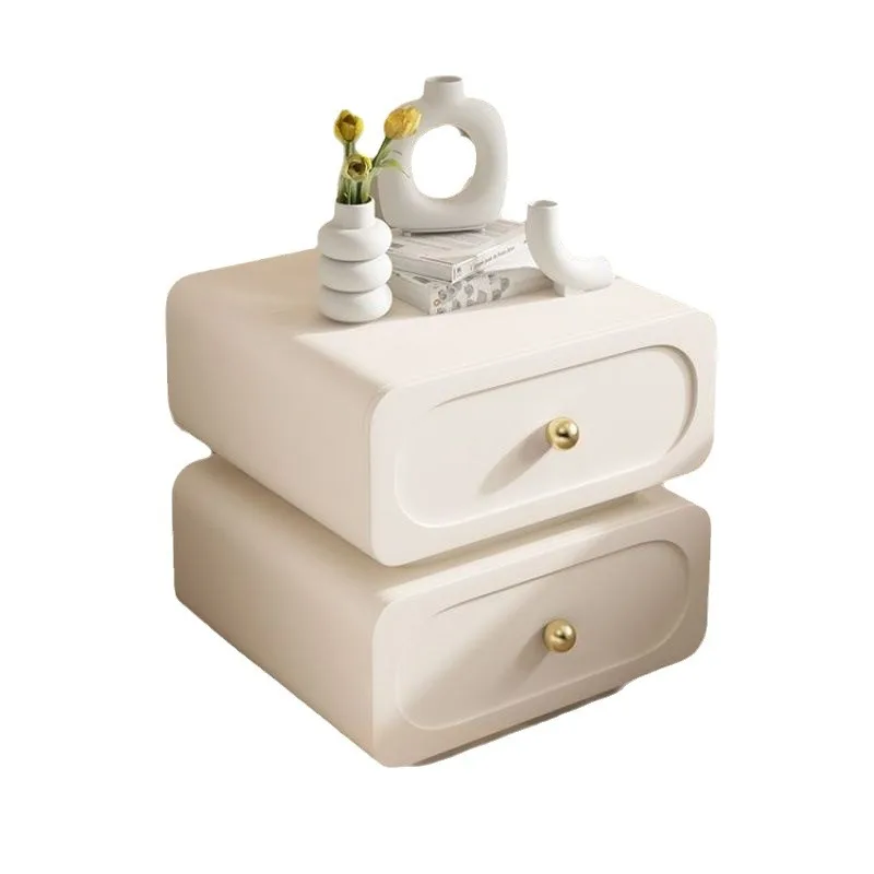 

Home Minimalist Light Luxury Solid Wood Bedside Table Simple Modern French Cream Style Locker Black Bedroom Bedside