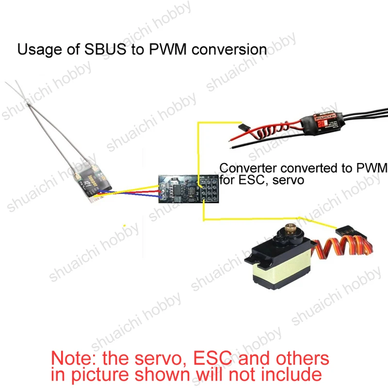 2PCS 3.3V-5.5V SBUS to PWM Converter Steering Gear ESC Signal Conversion 4CH PWM/Single-Channel PPM Output for RC Model Airplane