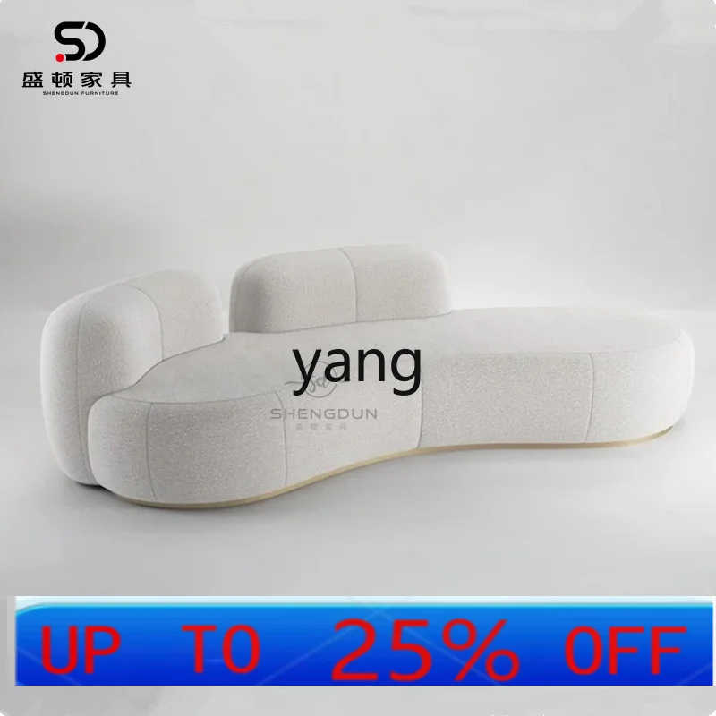 

LH Nordic new light luxury curved lamb wool princess chair casual fabric sofa