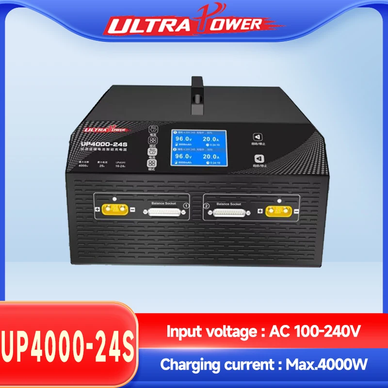 

UP4000-24S 4000W Dual Channel Smart Charger 25A for 16-24S LiPo LiHV Battery with 3.2" Color Screen Balance Storage Mode