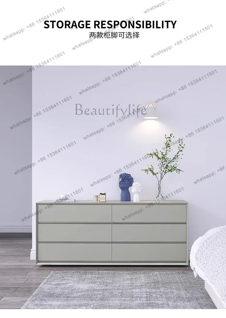 D14Italian minimalist six-chest cabinet baking paint simple modern living room solid wood storage bedroom end of bed
