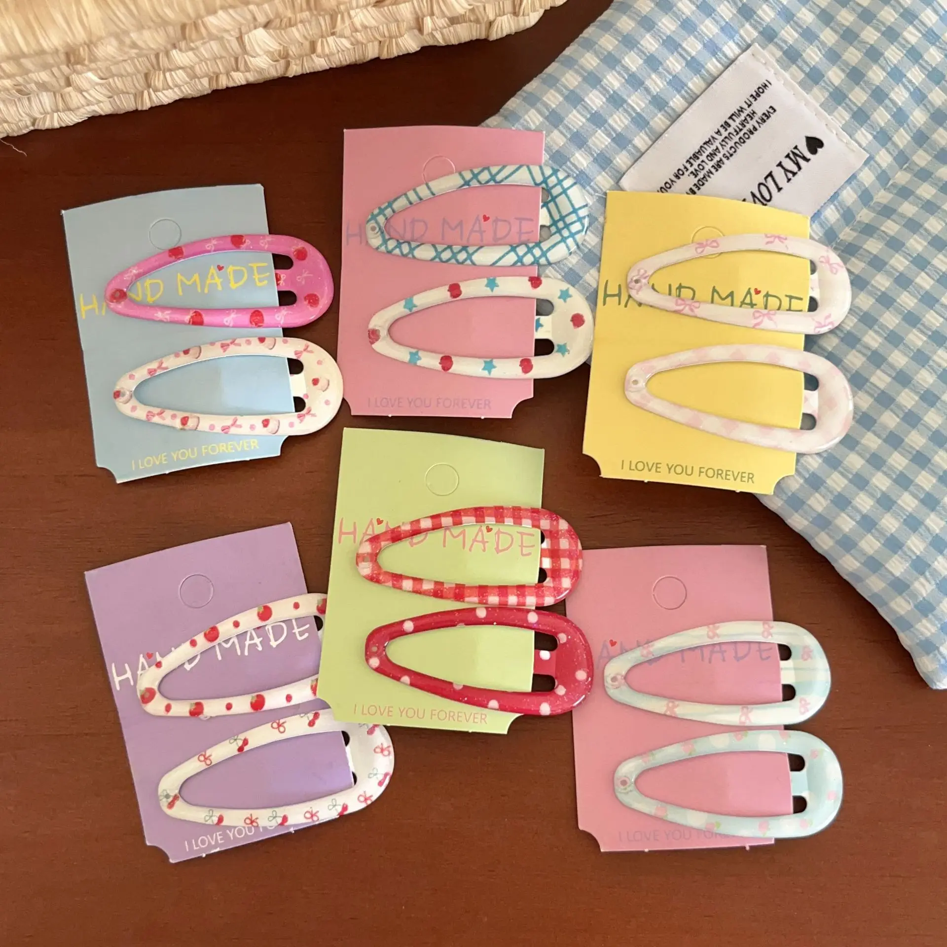 Hair Clips Polka Dot Printed Bow Resin Charming Girly Snap Barrettes Non Slip for Side Bangs Hold Fine Hair Everyday
