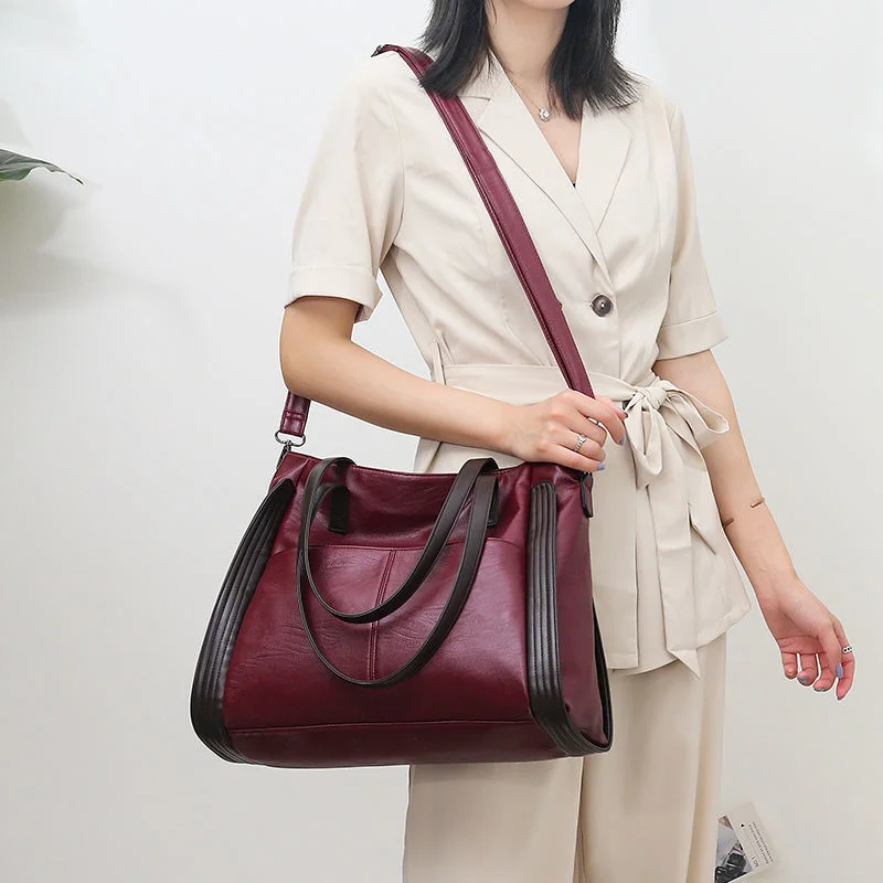 New Big Black Shoulder Bags for Women Large Hobo Shopper Bag High Quality Soft Leather Crossbody Handbag Lady Travel Tote Bag