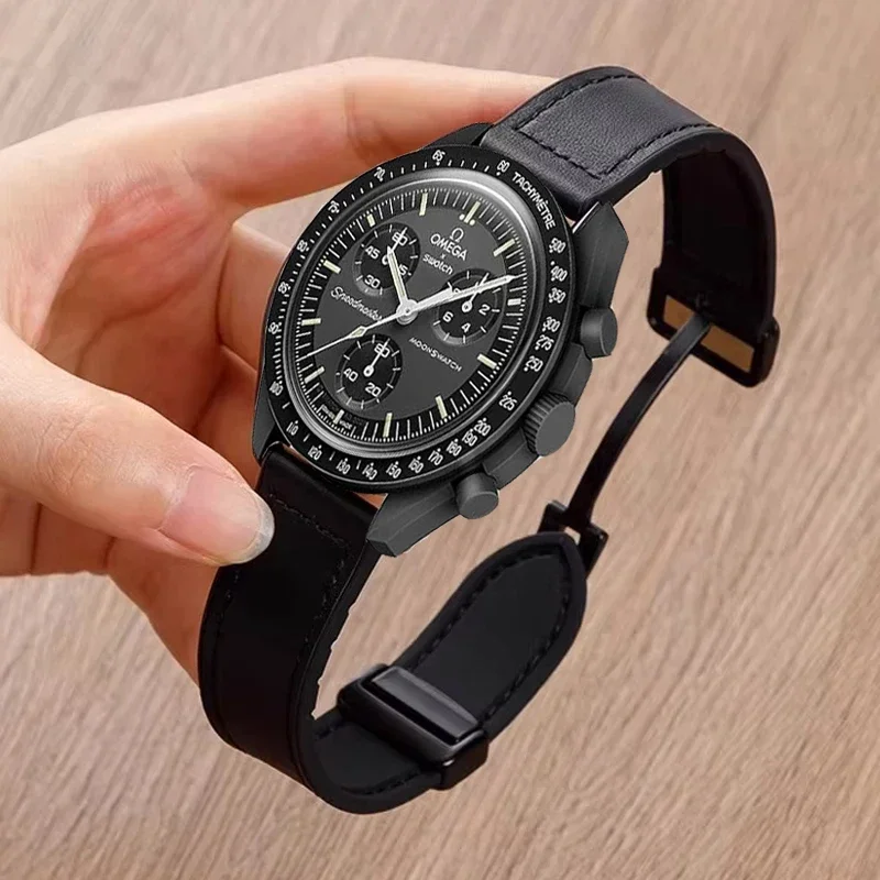 Leder + Silikonarmband für Omega X Swatch Joint MoonSwatch 20 mm 22 mm Magnetband für Xiaomi Watch S4 S3 S2 S1/Huawei GT2 3 4 5