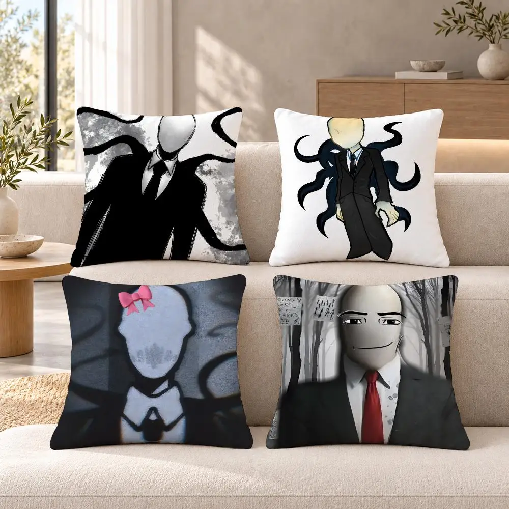 Horror Creepypasta S-Slenderman Cushion Cover Soft Short Plush Sofa Bedroom Den Car Dorm Decor Gifts