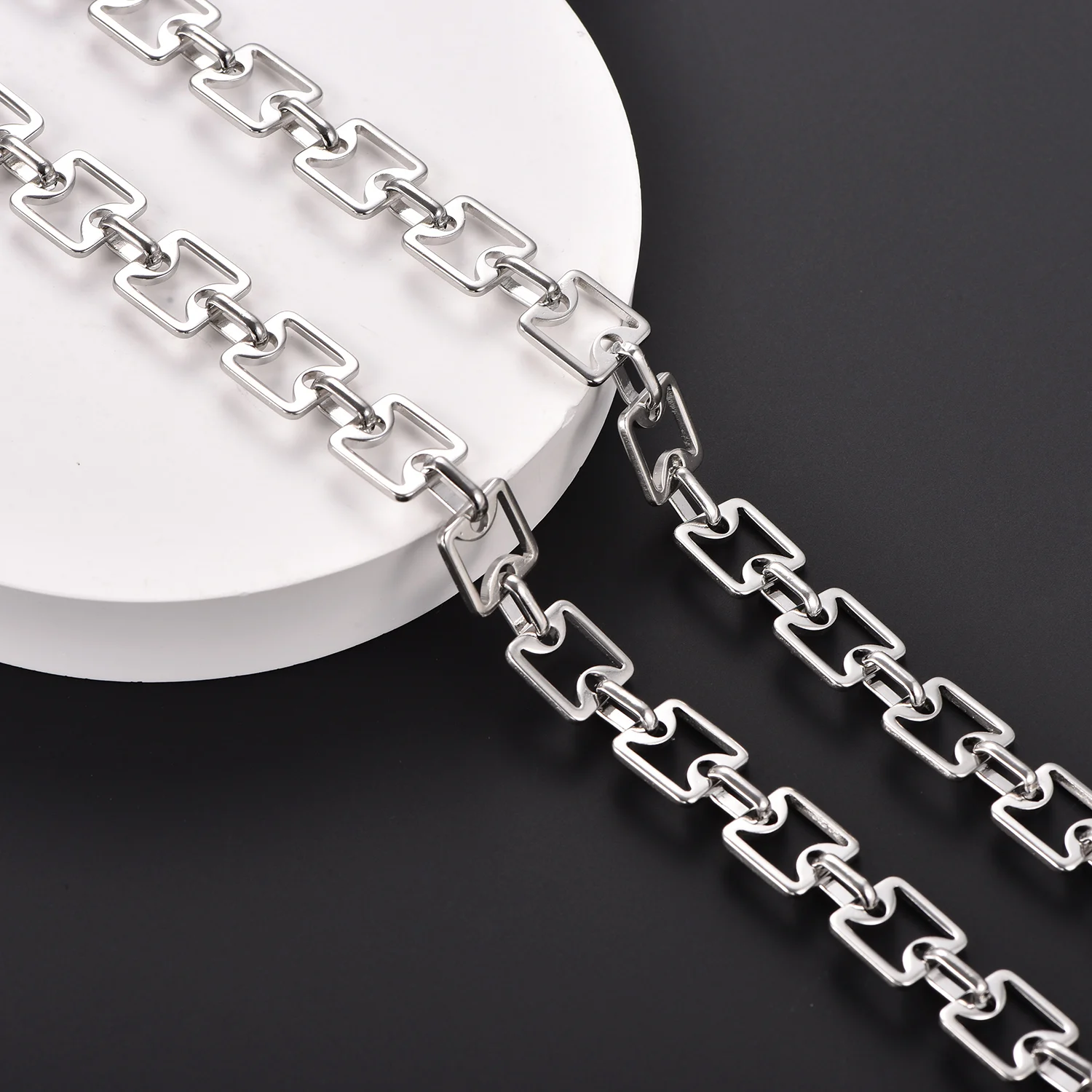 11MM Kreatives, nicht verblassendes Fußkettchen aus Edelstahl, Herrenarmbänder in Silberfarbe, hochwertige Panzerkette, Armband, Großhandelsschmuck – Detail 6