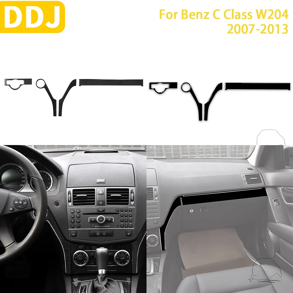 

For Mercedes Benz C Class W204-2013 Accessories Carbon Fiber Car Interior Control Headlight Switch Glove Box Panel Trim Sticker