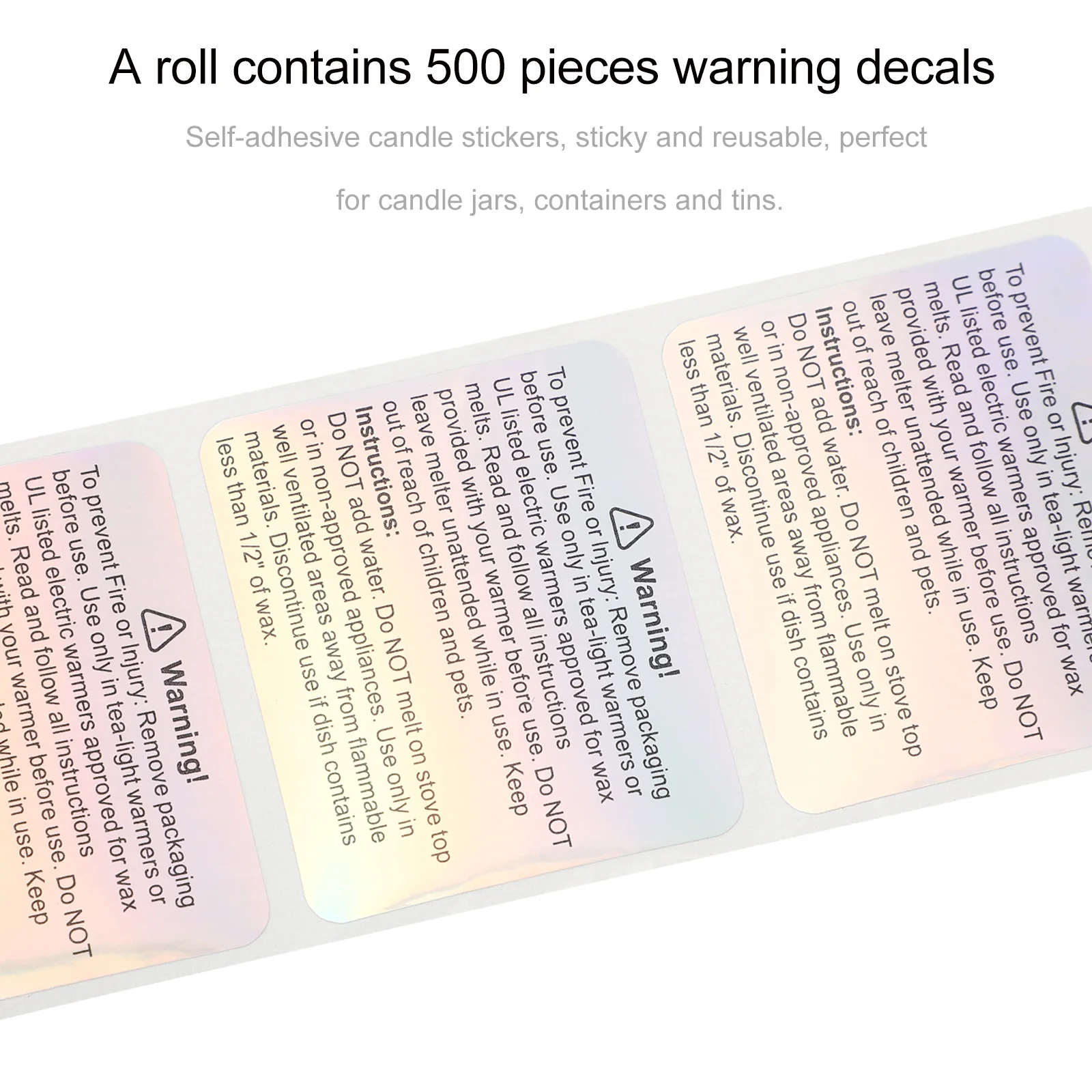 

500 Pieces Warning Stickers Colorful Wax Melting Warning Labels Adhesive Safety Decals Easy Use for Making Selling