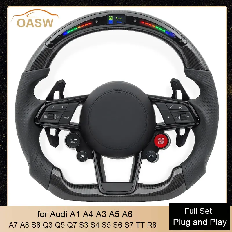 

4 Start Button LED Carbon Car Steering Wheel for Audi S8 R8 A1 A3 A4 A5 A6 A7 Q5 Q7 Q8 S3 S4 S5 S6 S7 RS3 RS4 RS5 RS6 RS7
