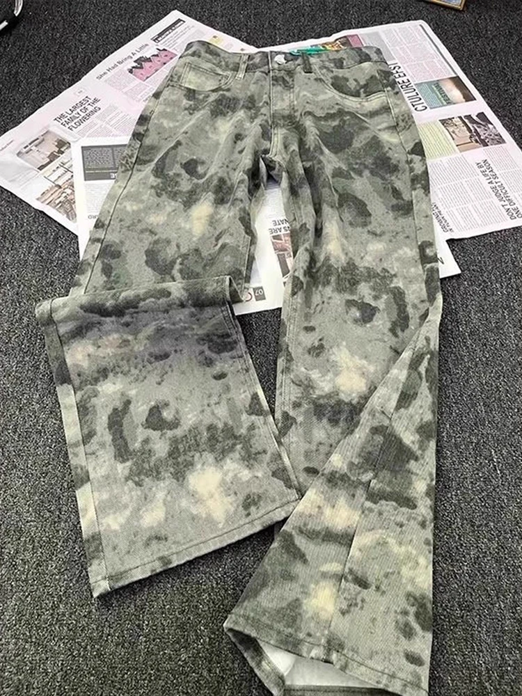 جينز رجالي أمريكي عصري بخصر مرتفع وساق مستقيمة، بنطلون طويل واسع الساق مقاوم للبلى بتصميم شبابي أنيق