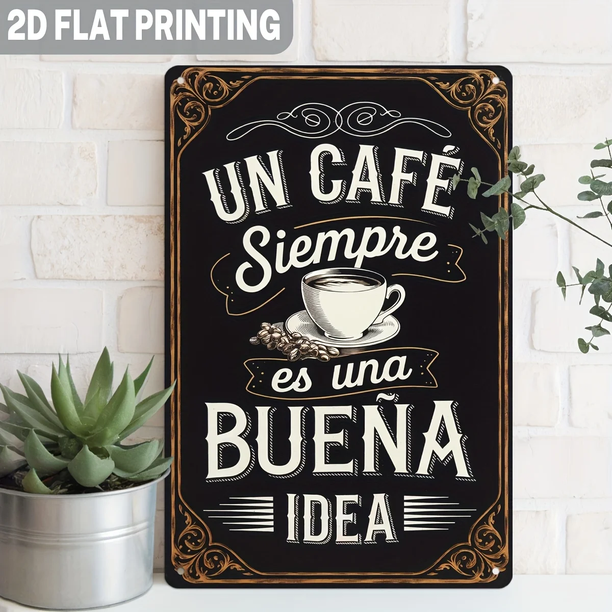 2D Flat,1pc Spanish Shop Wall Sign Vintage Metal Cafe Decor with Spanish Phrase, Durable Iron Retro Hanging Art for Home Kitchen