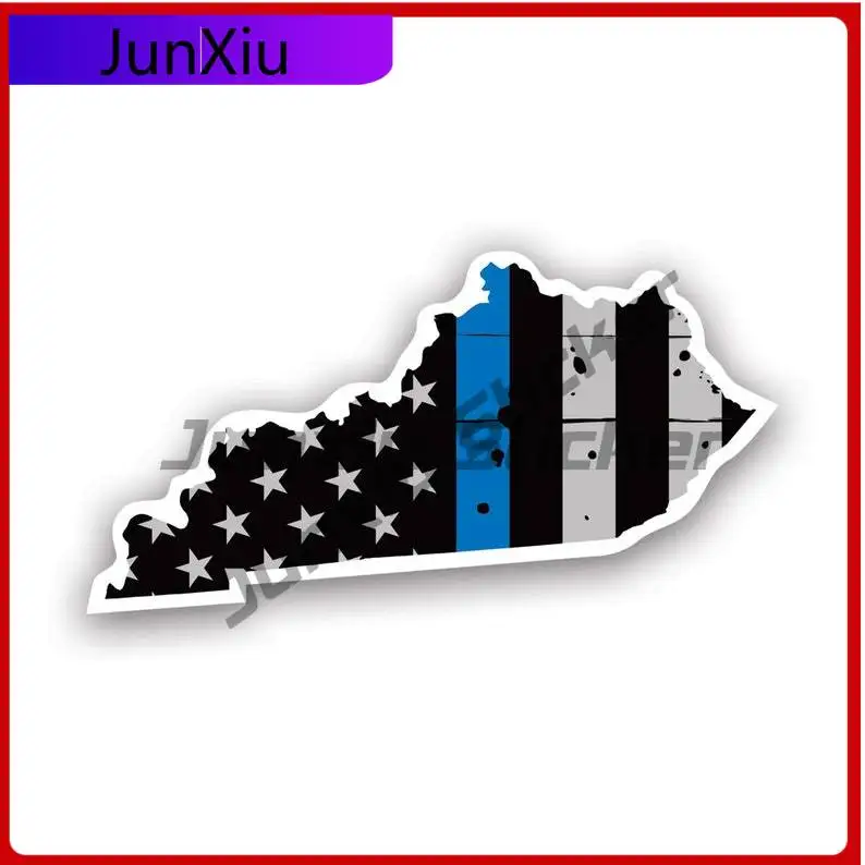 

Distressed Thin Blue Line Kentucky State Shaped Subdued Us Flag Sticker Uv Protected Police Law Enforcement Ky Car Sticker Vinyl
