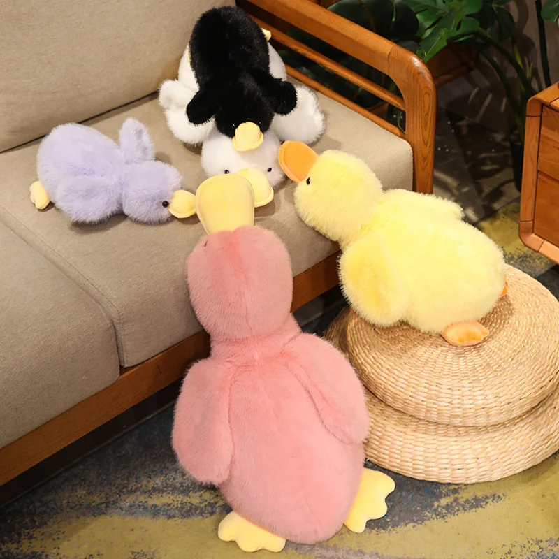 Canard en peluche moelleux pour filles, oreiller de canapé, cheveux réalistes, doux, animal en peluche, oie, bébé, Beurre, mignon, cadeaux de Noël, 30-65cm