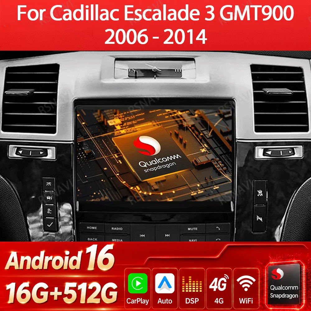 Android 16 Car Radio For Cadillac Escalade 3 GMT900 2006 - 2014 SLS 2007 - 2012 Multimedia Video Player GPS NAVI 4G WIFI QLED