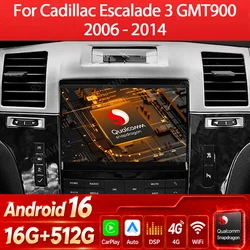Android 16 Car Radio For Cadillac Escalade 3 GMT900 2006 - 2014 SLS 2007 - 2012 Multimedia Video Player GPS NAVI 4G WIFI QLED