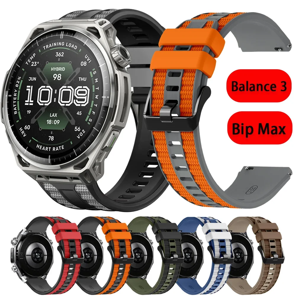 Silicone Strap for Amazfit Balance 3 2 1 Ultra Bip 6 Active Max GTR 4 3 T-Rex3 Pro 48mm Wristband Garmin 970 965 265 22mm