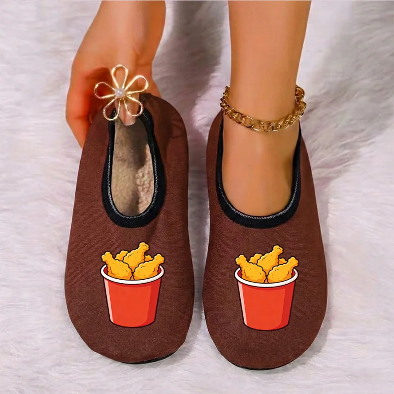 

Four season wearable couple cartoon bird print with thin velvet lining, breathable, high elasticity, anti slip floor slippers