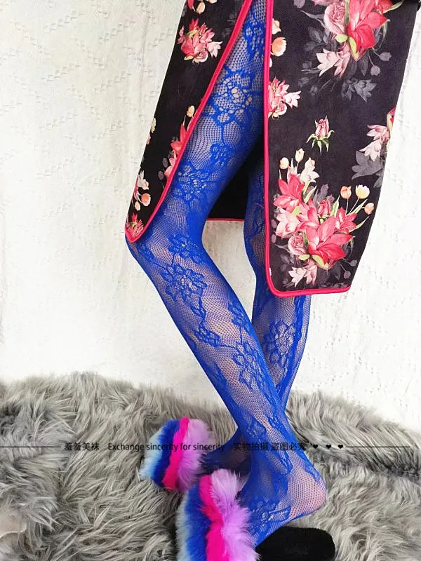 ANGEL Women Y2K Geometric Floral Vines Fishnet Pantyhose 5 Colors Candy‑Color Summer Cool Stylish Tights