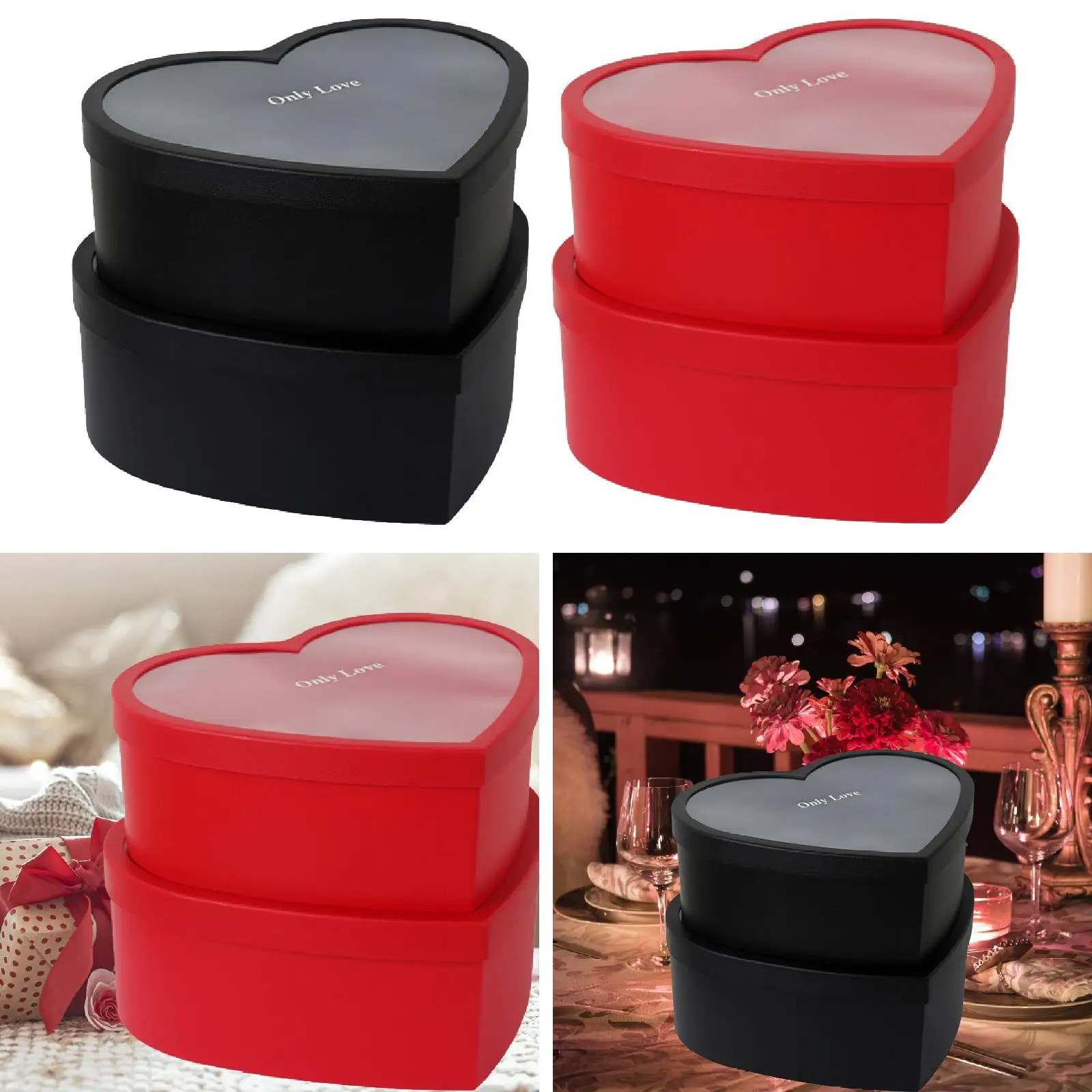 Cajas en forma de corazón con tapas transparentes, embalaje de regalo, Chocolate vacío, 2 uds.