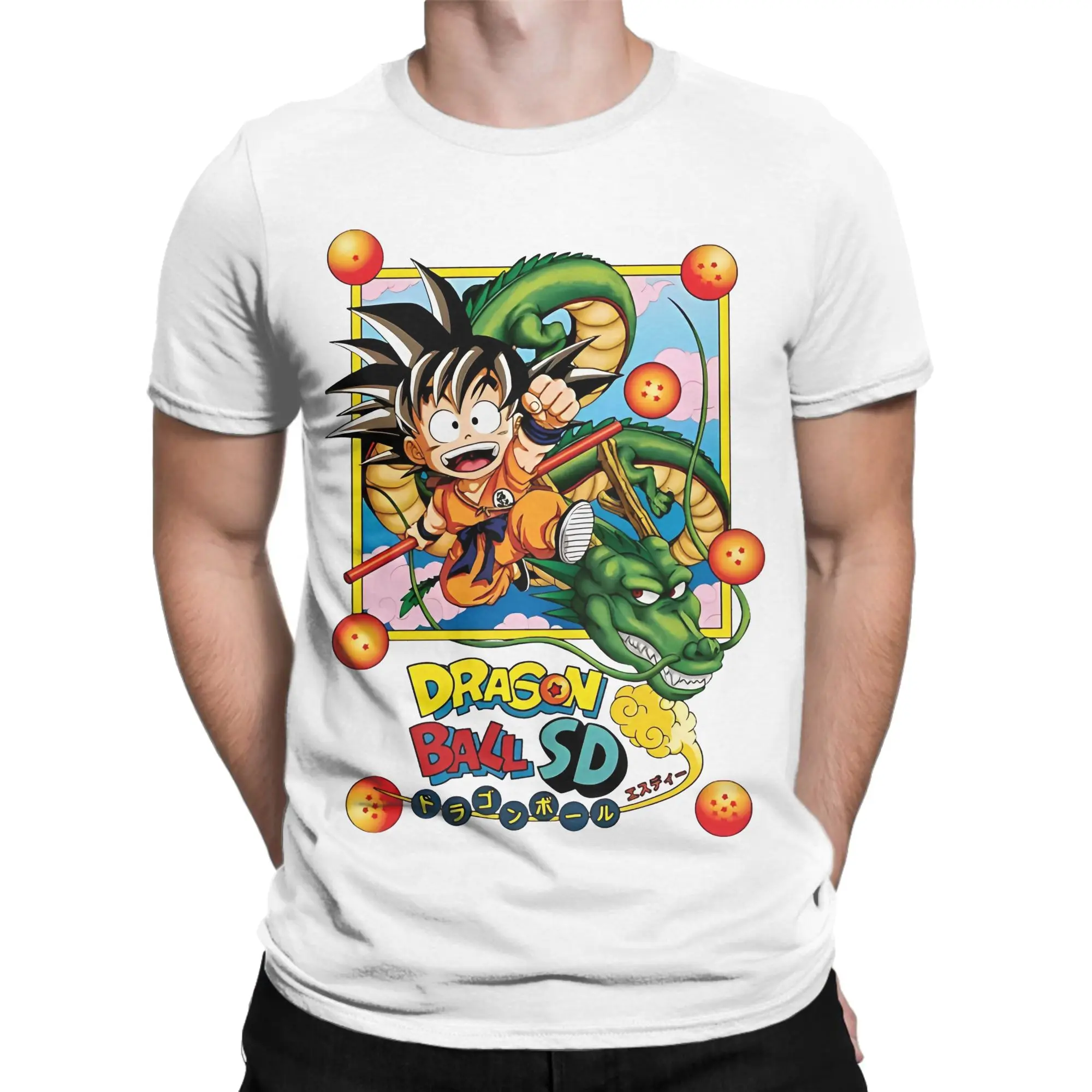 Camisetas Divertidas Dragon Ball Z com Goku e Dragão para Homens e Mulheres, 100% Algodão, Manga Curta, Tamanhos Grandes