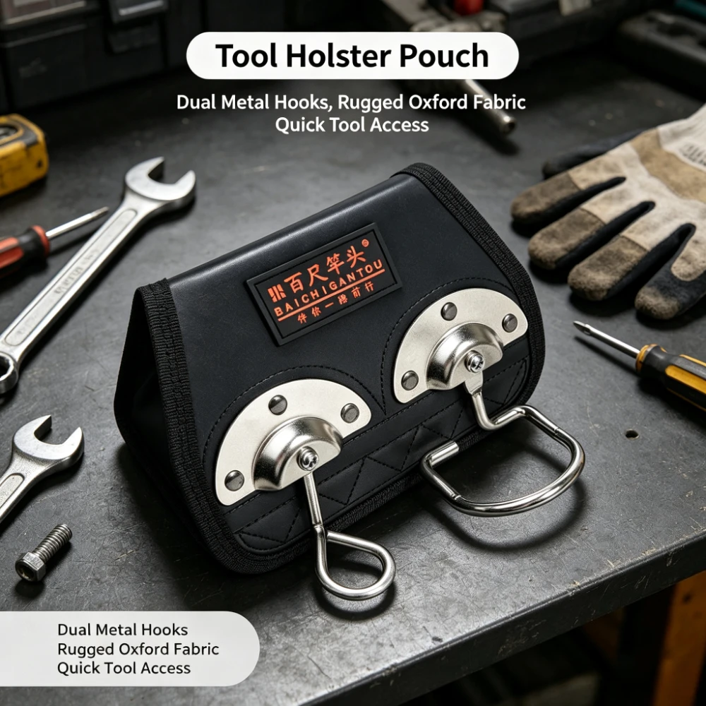 Double Hole Aluminum Hammer Holder Molded Structure Woodworking Tool Belt Hanger Storage Organizer for Various Hand Tools